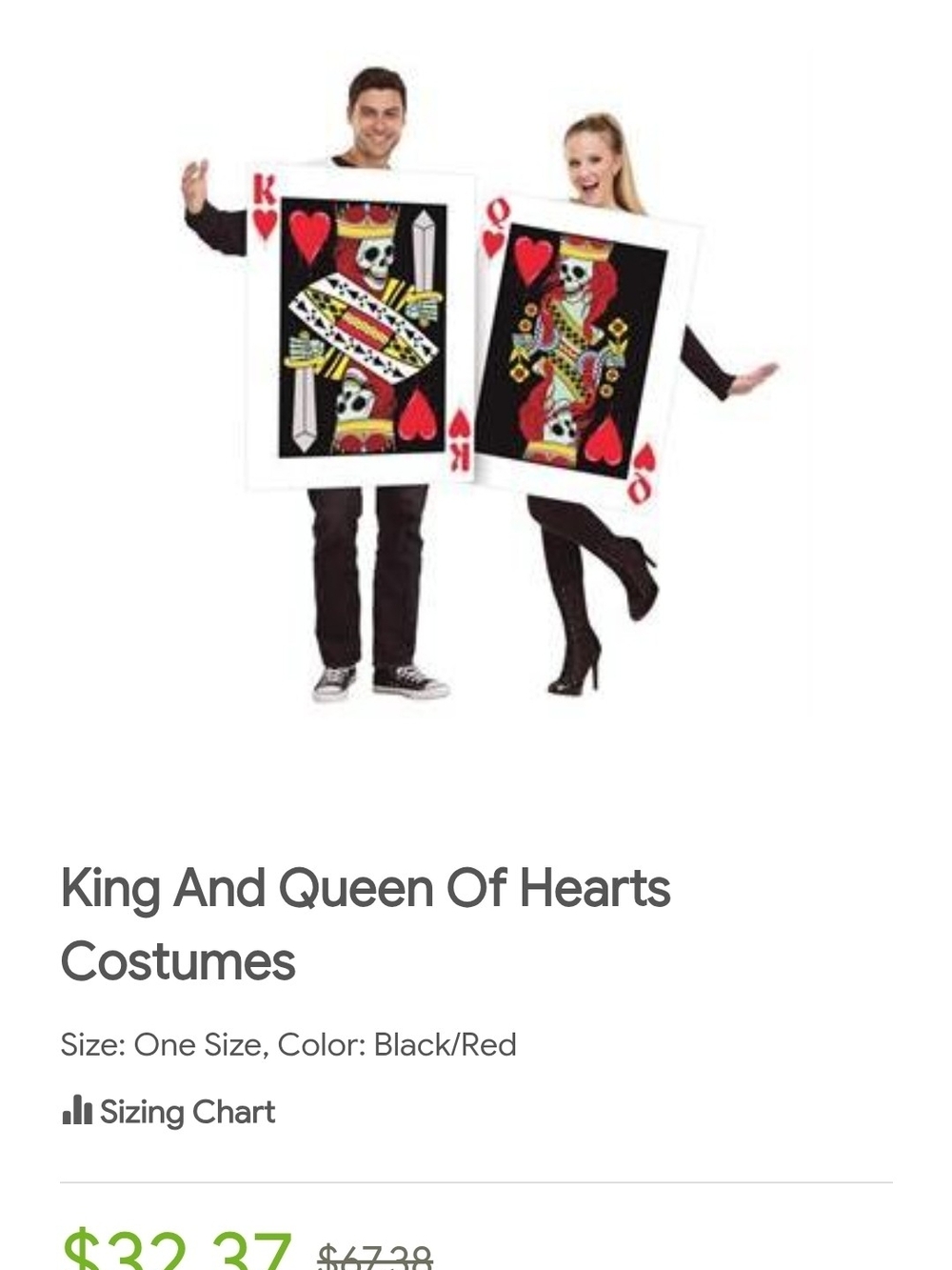 King and Queen of Hearts Couples Costume Set - Black and Red